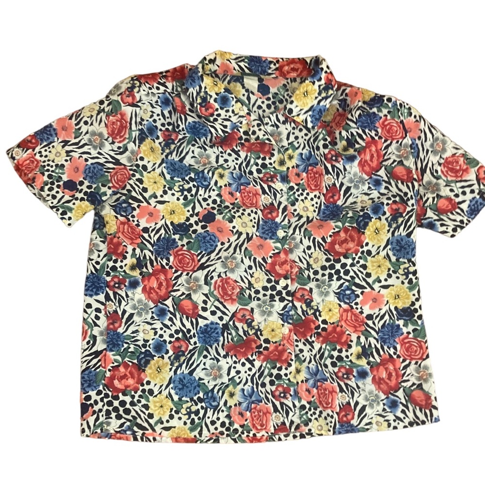 VTG 80s Shiny Floral Top-Blouse-Hill & Archer